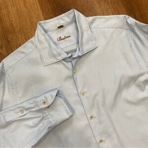 Stenstroms Fitted Body Dress Shirt Mens XL Button Down Twofold Cotton Blue